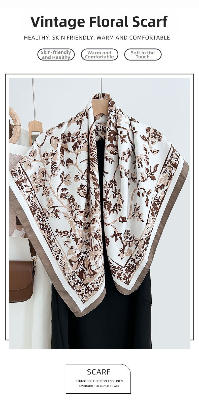 Elegant sidensjal med blommönster fransk stil_voghion.com