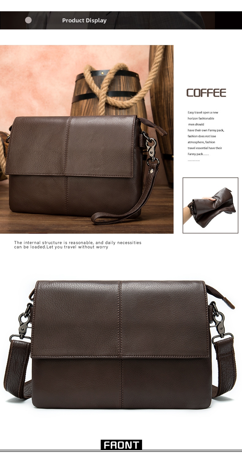 Men's Genuine Leather Bag Large Capacity Soft Multi-Functional Wristlet Retro Clutch Trendy Bag_voghion.com
