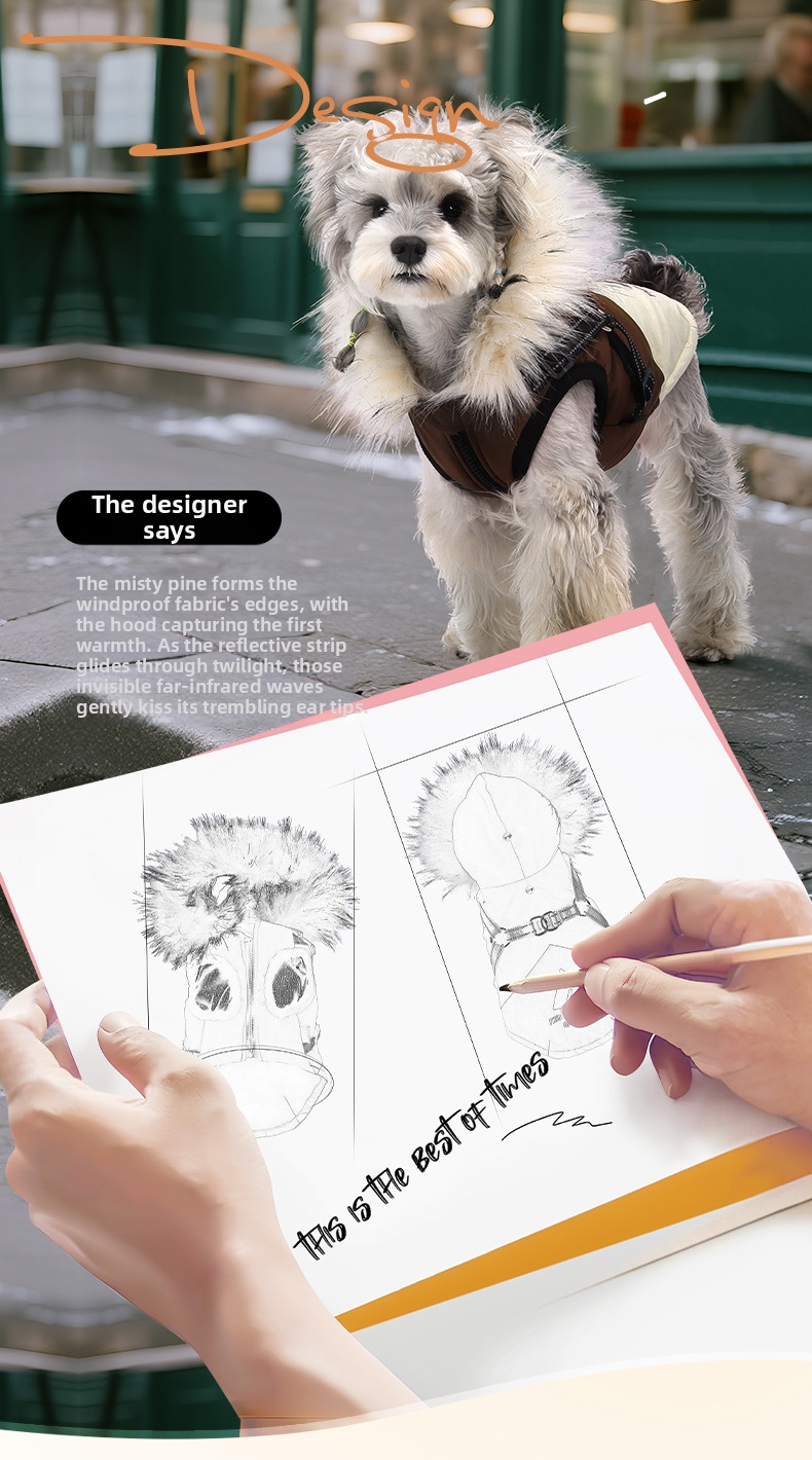 Winter Dog Hooded Jacket Fleece Lined Windproof Pet Parka Warm_voghion.com
