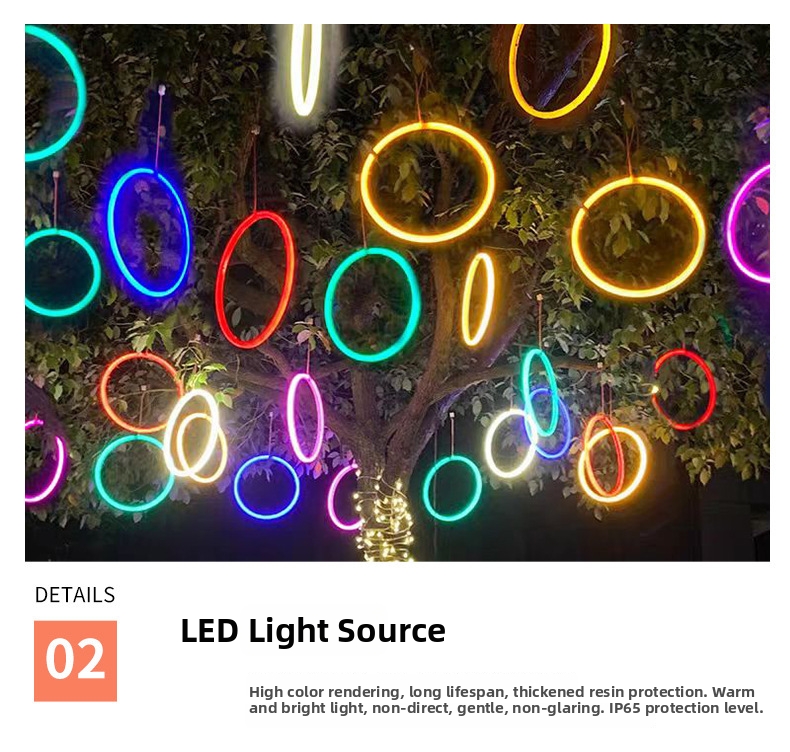 Waterproof Led Circular Light For Garden Hanging Decorations_voghion.com