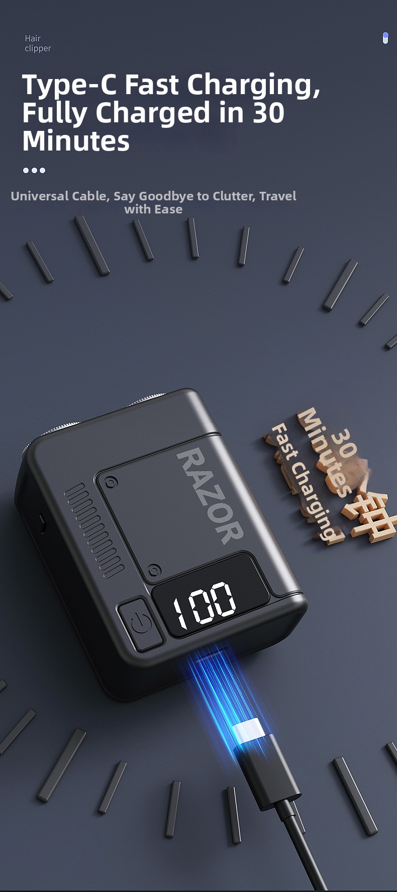 Mini afeitadora eléctrica para hombre recargable y lavable_voghion.com