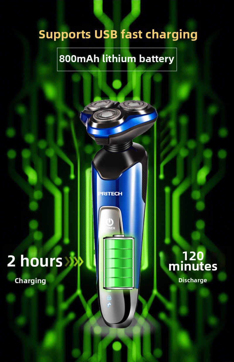 Rasoio multifunzione 3 in 1 Pritech da uomo con display digitale a LED, ricaricabile e impermeabile, rifinitore per barba._voghion.com