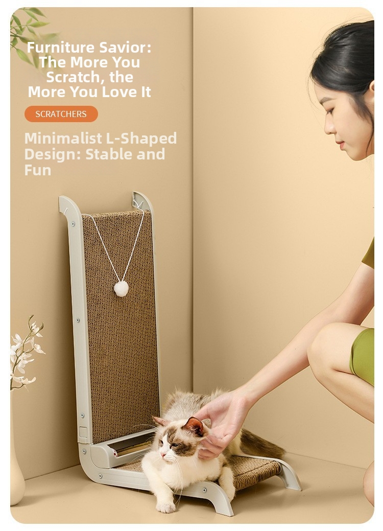 L Shaped Cat Scratching Post Wall Mounted Scratch Resistant Large Size Anti Scratch Pet Toy_voghion.com