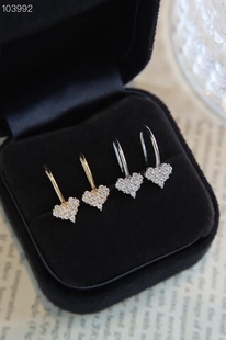 18K Full Diamond Love Ear Hook Daily All-match Selected Good Diamond Shiny and Moving Delicate