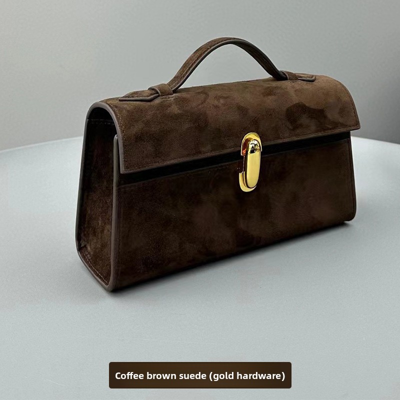 Retro Suede Handbag, Small Square Cowhide Shoulder Bag For Women_voghion.com