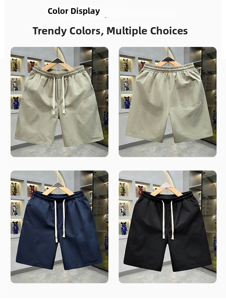 Men's Summer Sports Shorts Thin Loose Casual Five Point Pants Cool Stylish Solid Color_viptrois.com