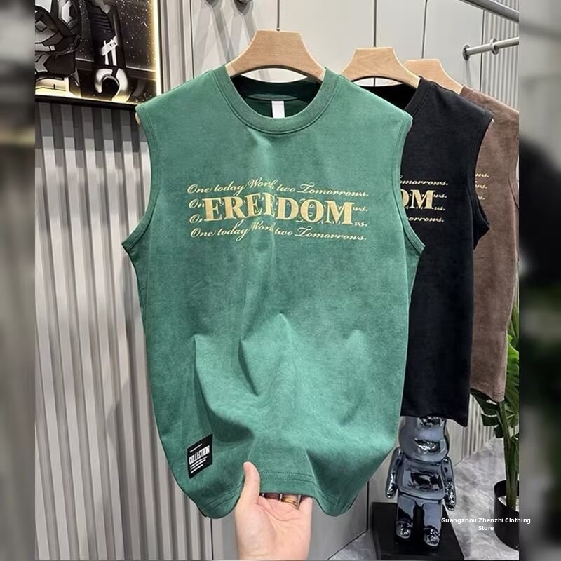 Regata masculina estampada verão muscle tee para ginásio e rua_voghion.com