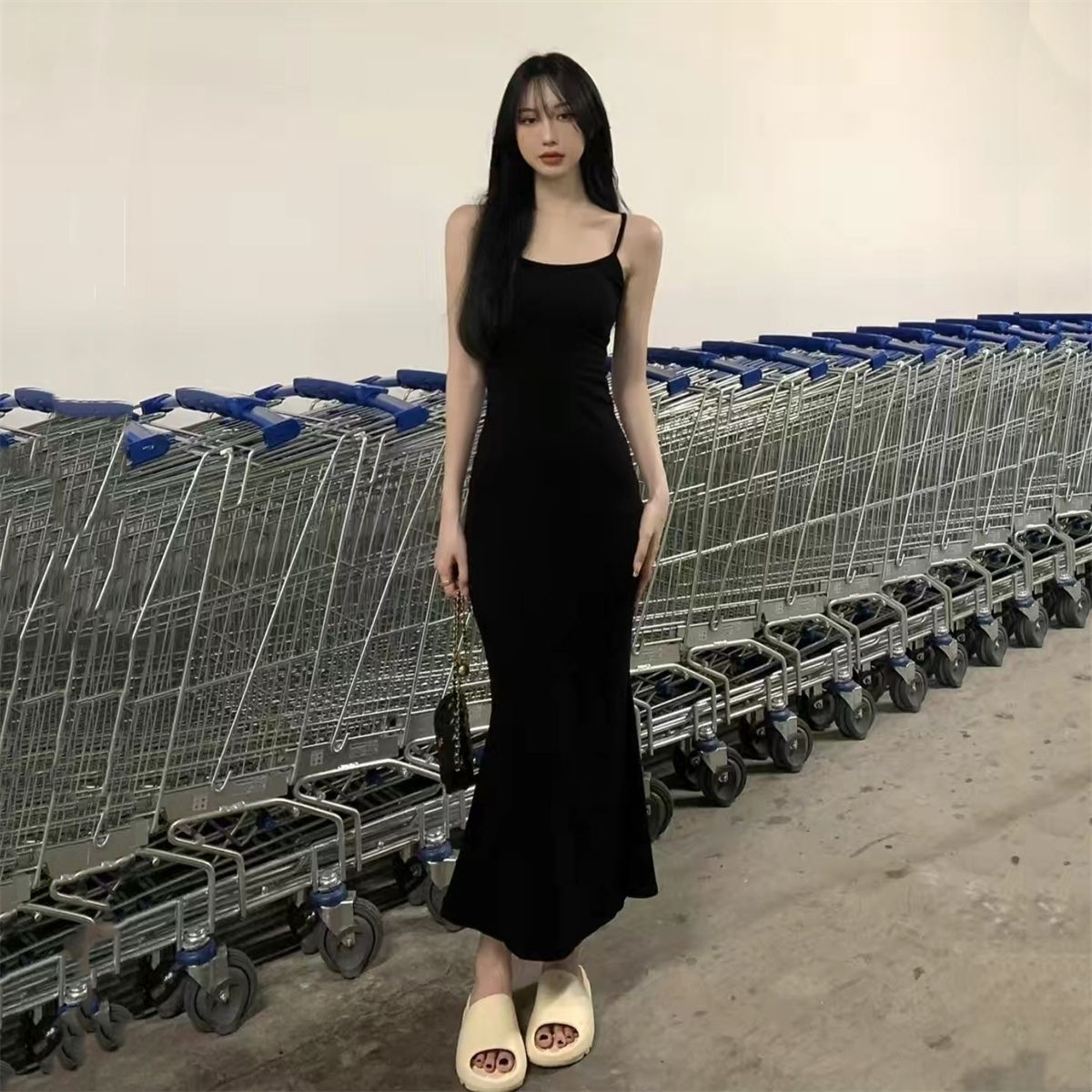 Women's Sleeveless Waist Slimming Dress Sweet Spicy Backless Suspender Short Pure Fishtail Bodycon Summer Casual Elegant Fashion_ecoleips.com