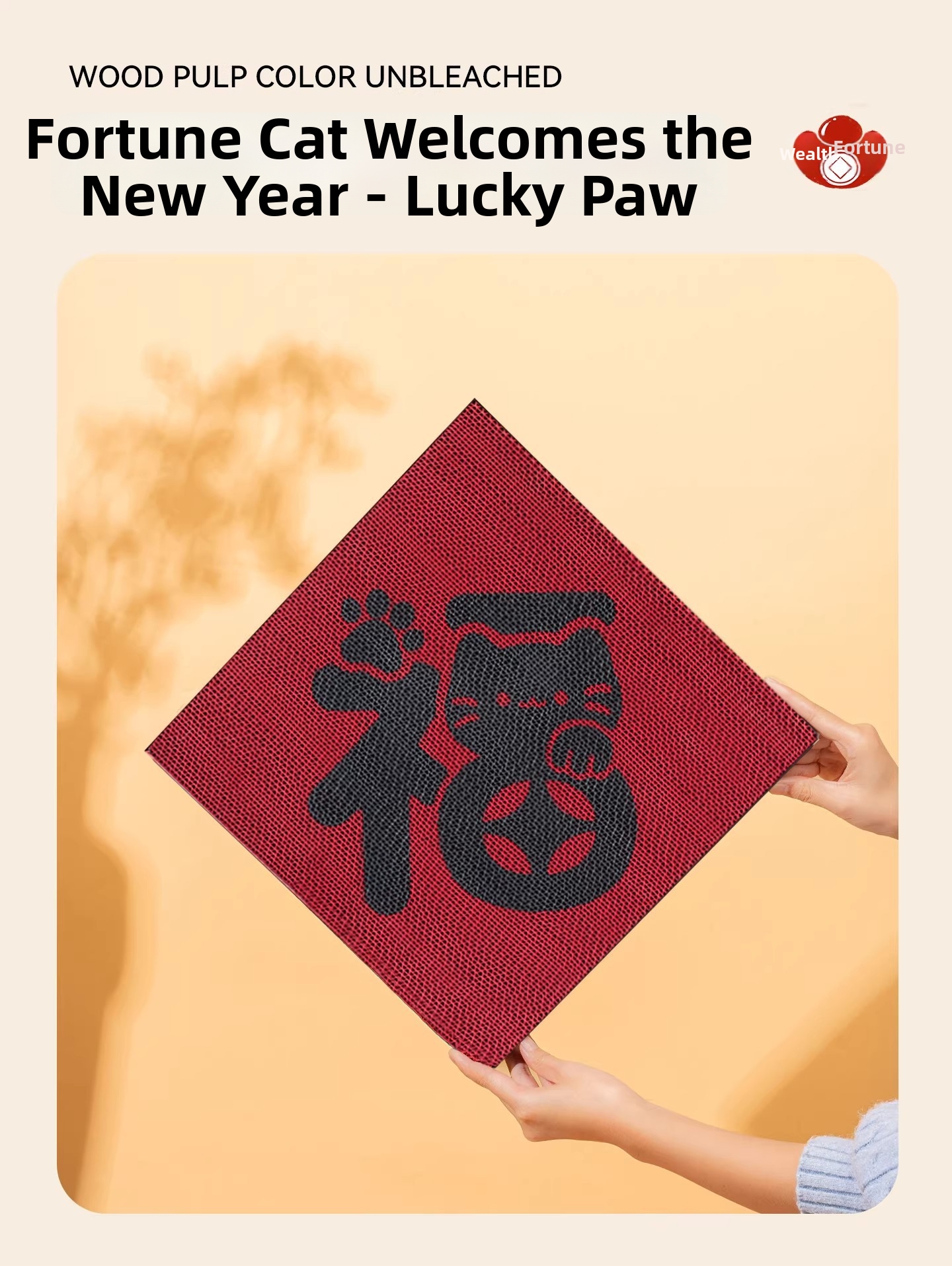 Cat Scratching Post With Festive Fu Character Good Fortune Decor_voghion.com