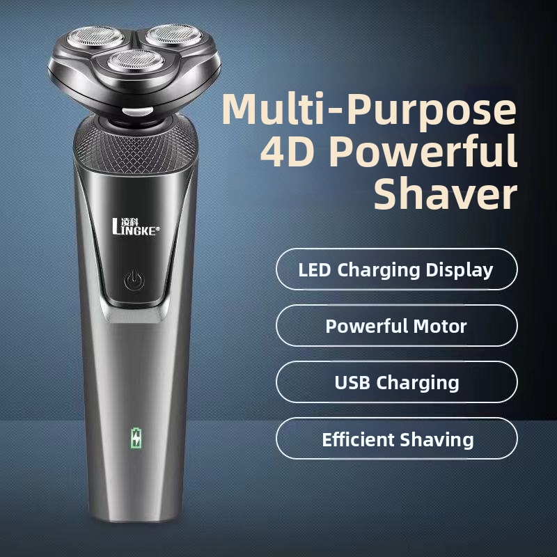 Afeitadora eléctrica barba 3-en-1 usb recargable lavable_voghion.com