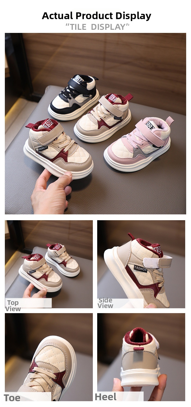 Baskets montantes enfant doublées polaire chaudes et confort_voghion.com