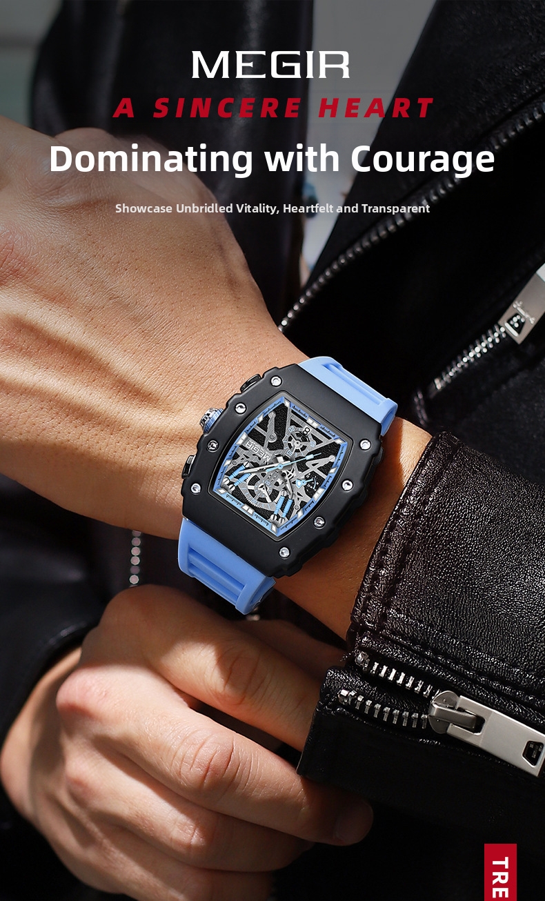 Men's Quartz Watch Square Silicone Strap Chronograph Luxury Style_voghion.com