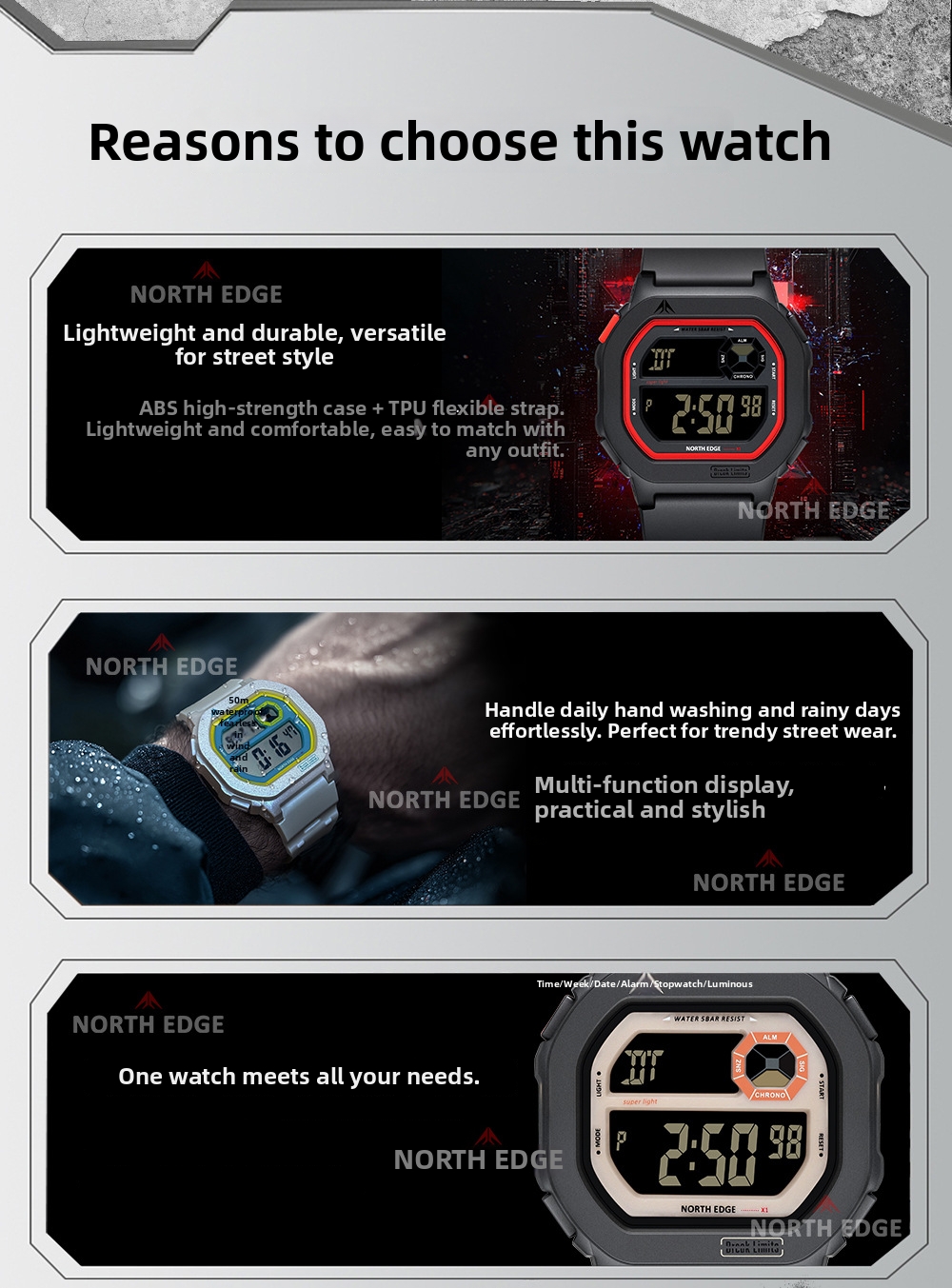 Waterproof Digital Watch Square Shockproof Outdoor Sports Trendy_voghion.com