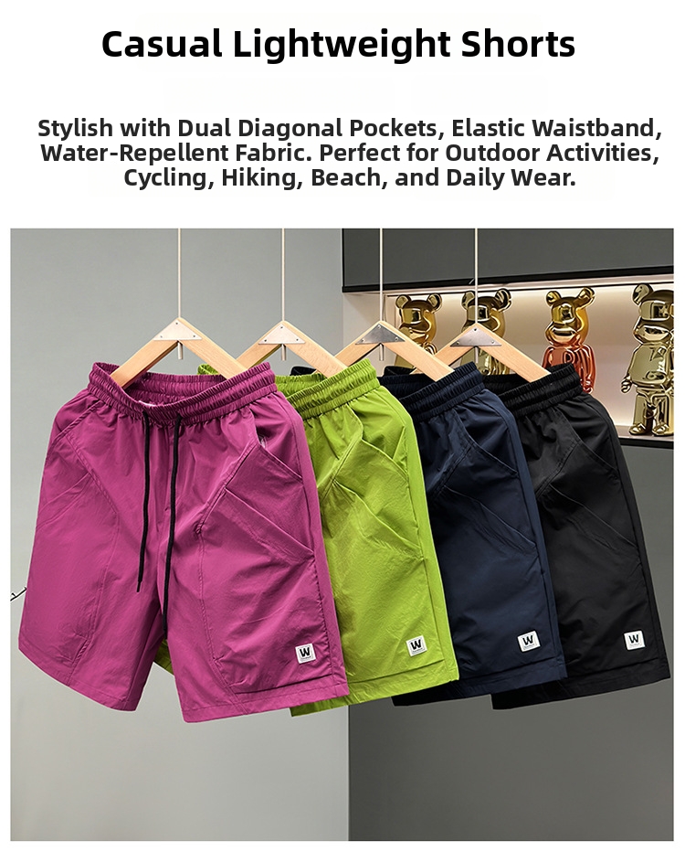 Men's Trendy Solid Color Patchwork Cargo Shorts Thin Breathable Fashionable Casual Five Point Pants_viptrois.com