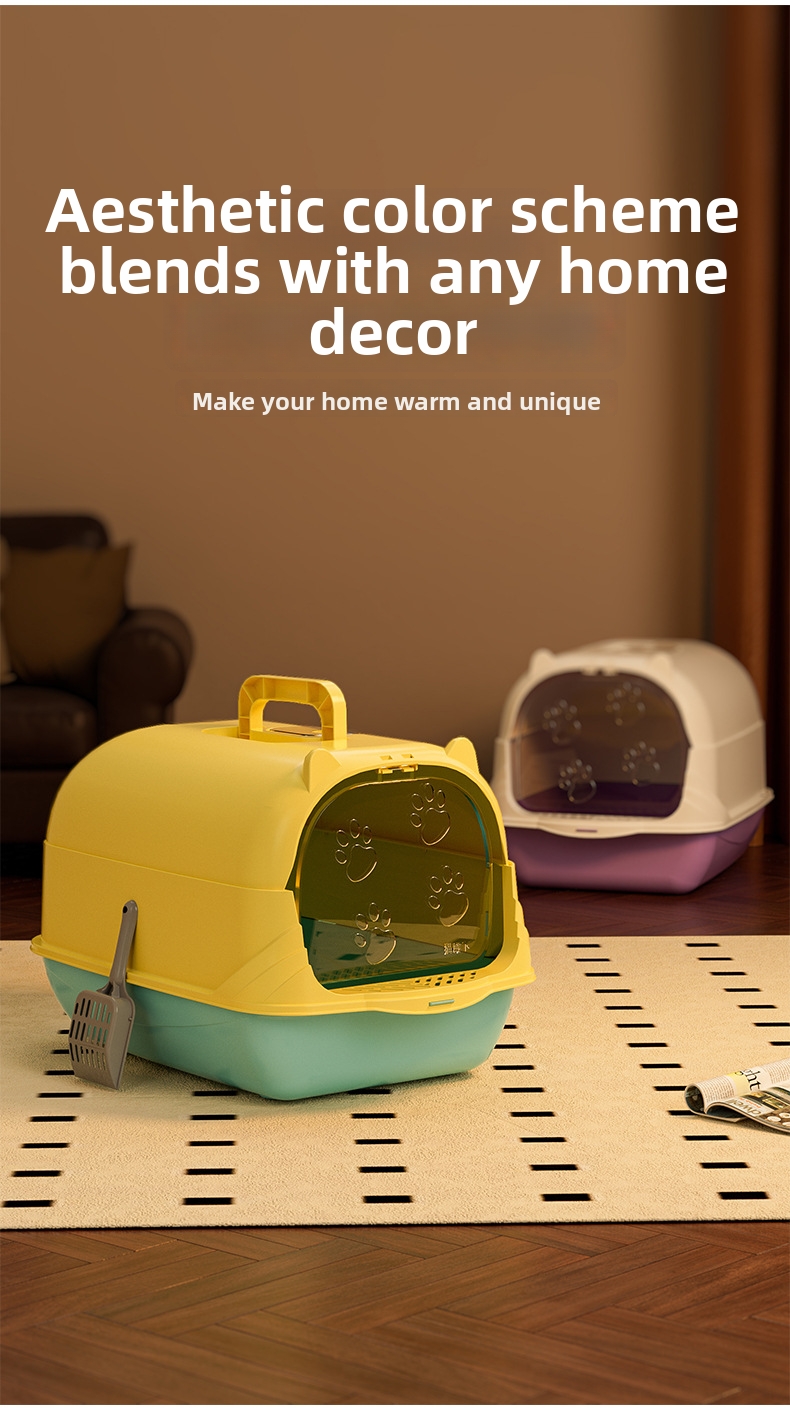 Extra Large Cat Litter Box Enclosed Odor Proof Splash Proof Toilet_voghion.com