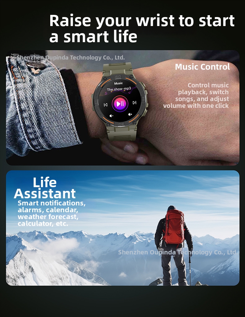 Smartwatch con luce LED, monitoraggio della frequenza cardiaca e della pressione sanguigna, schermo grande da 1,52 metri, impermeabile, chiamate Bluetooth, nuovo._voghion.com