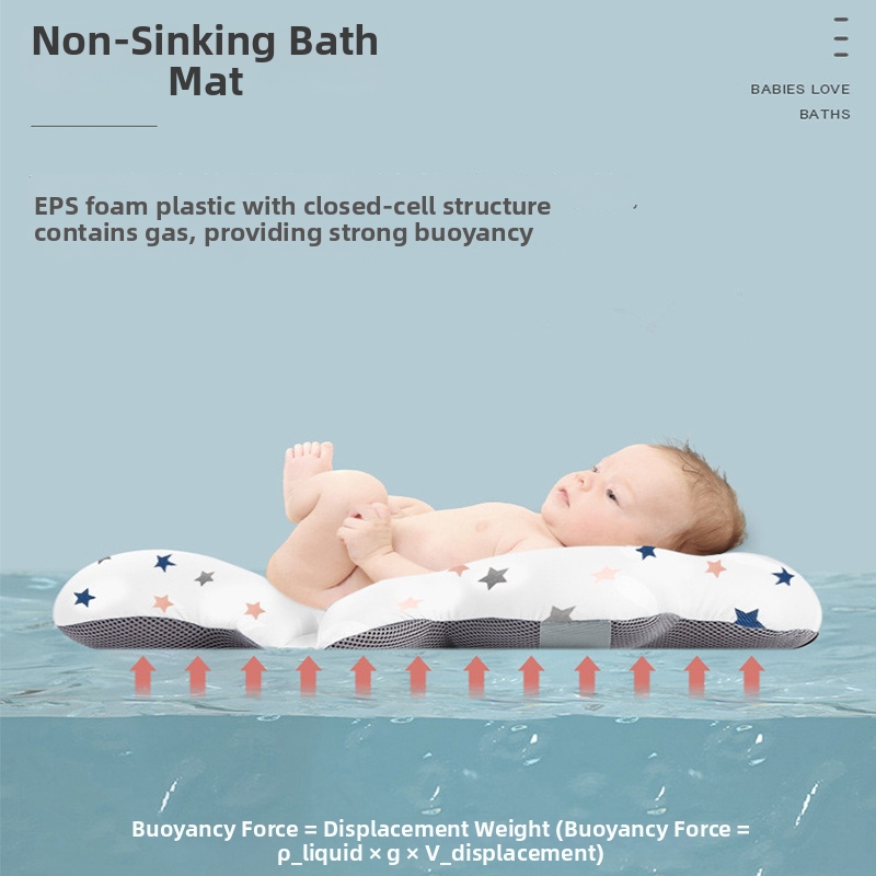 Newborn Baby Bath Mat Floating Bathtub Support With Mesh Bag_voghion.com