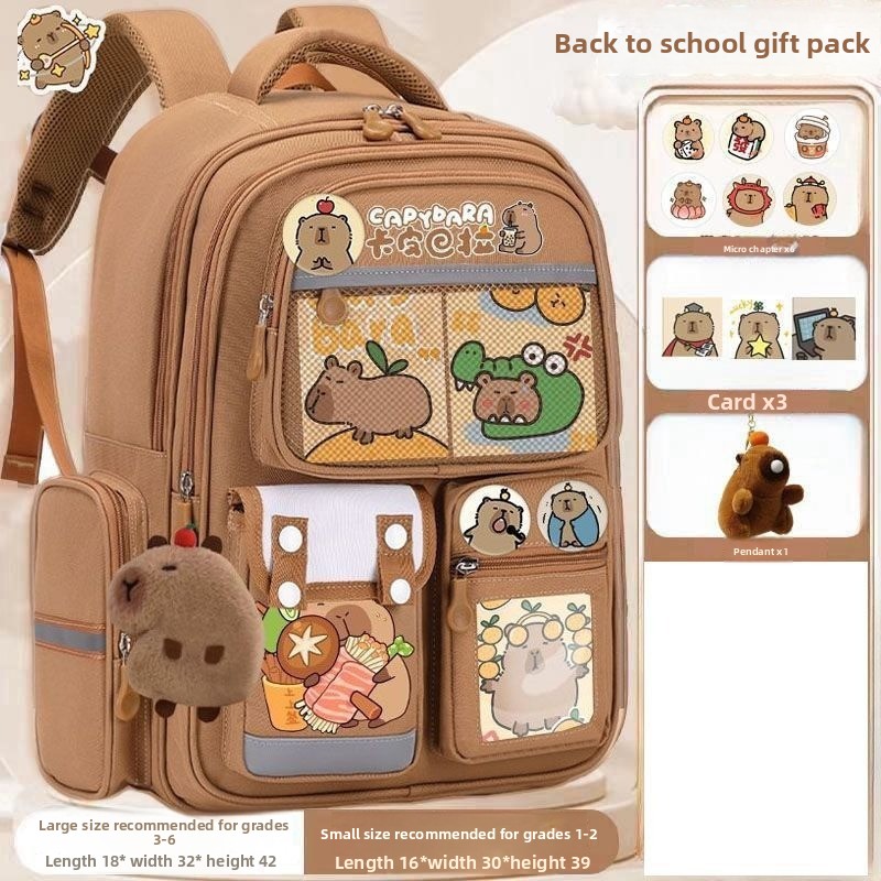 Capybara School Backpack For Primary School Children Large Capacity_voghion.com