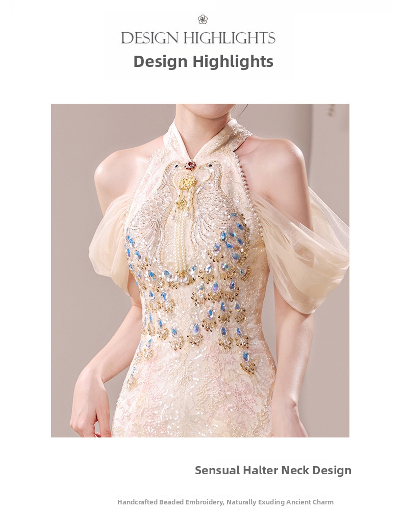 Cheongsam Toast Dress Light Luxury Mermaid Gown For Brides Summer Wedding Engagement Party Annual Wear Women's Clothing_ecoleips.com