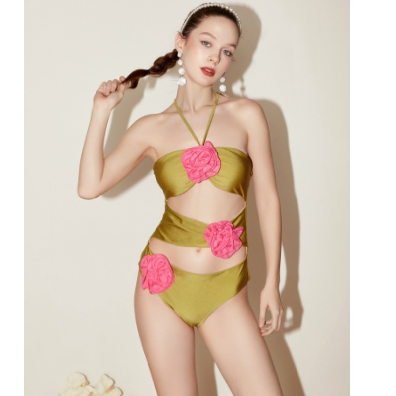 Damen-Badeanzug mit 3D-Blumenmuster und kurzem Rock – sexy Strand- und Thermalbad-Bademode_voghion.com