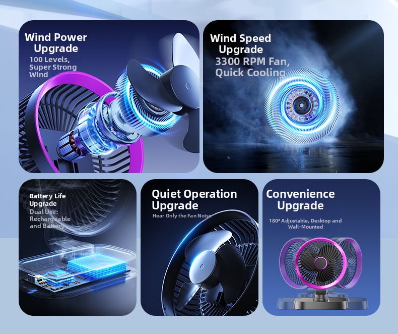 Desktop Mini Fan Oscillating Rechargeable Quiet Desk Fan_voghion.com