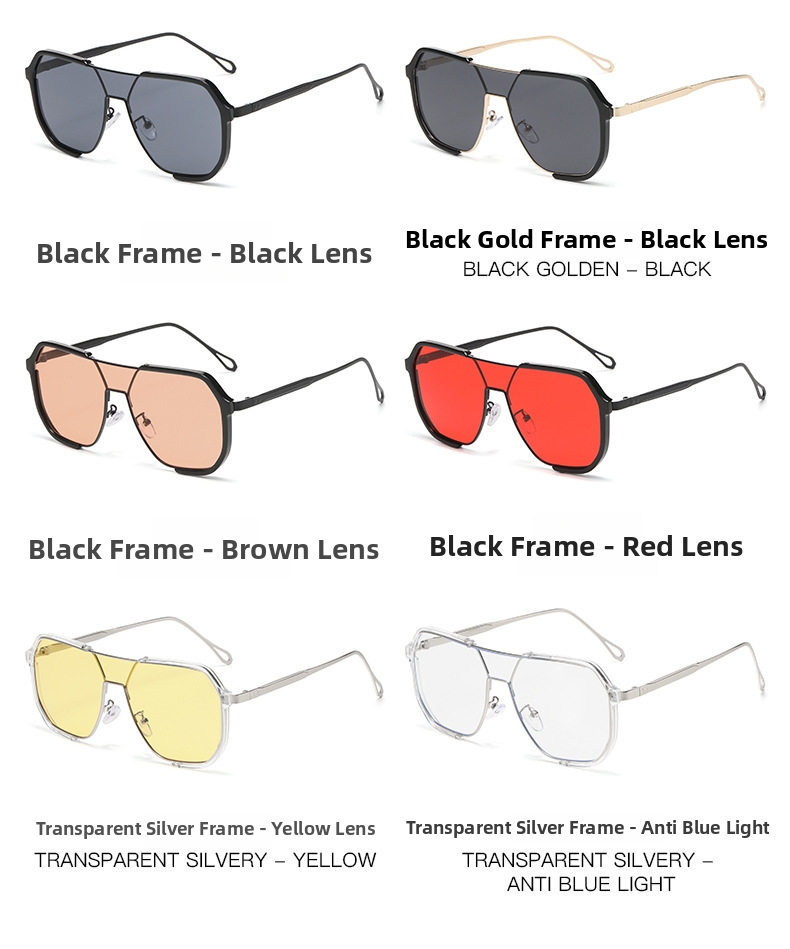 Sunglasses For Men Double Bridge Large Frame Driving Uv Protection_voghion.com
