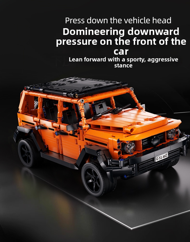 Jeu de construction de véhicule tout-terrain orange compatible, jouet éducatif de course automobile pour garçons, cadeau d'anniversaire idéal._voghion.com