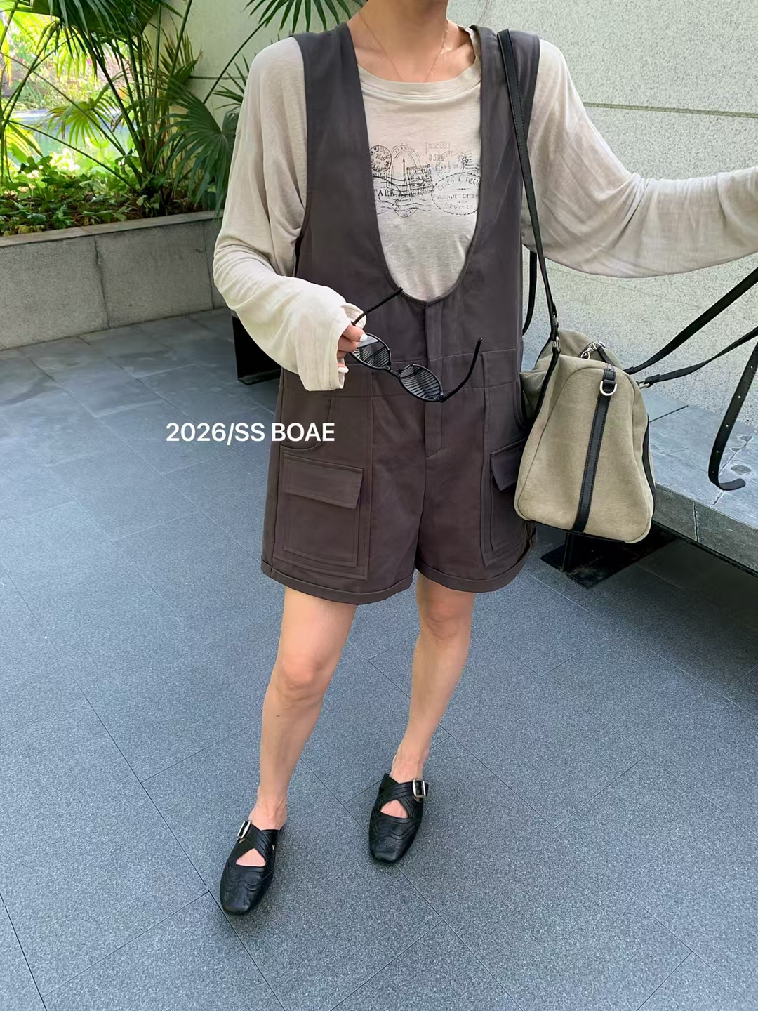 BOAE2026春季新款韩系慵懒风薄款长袖T恤女 宽松微透防晒罩衫