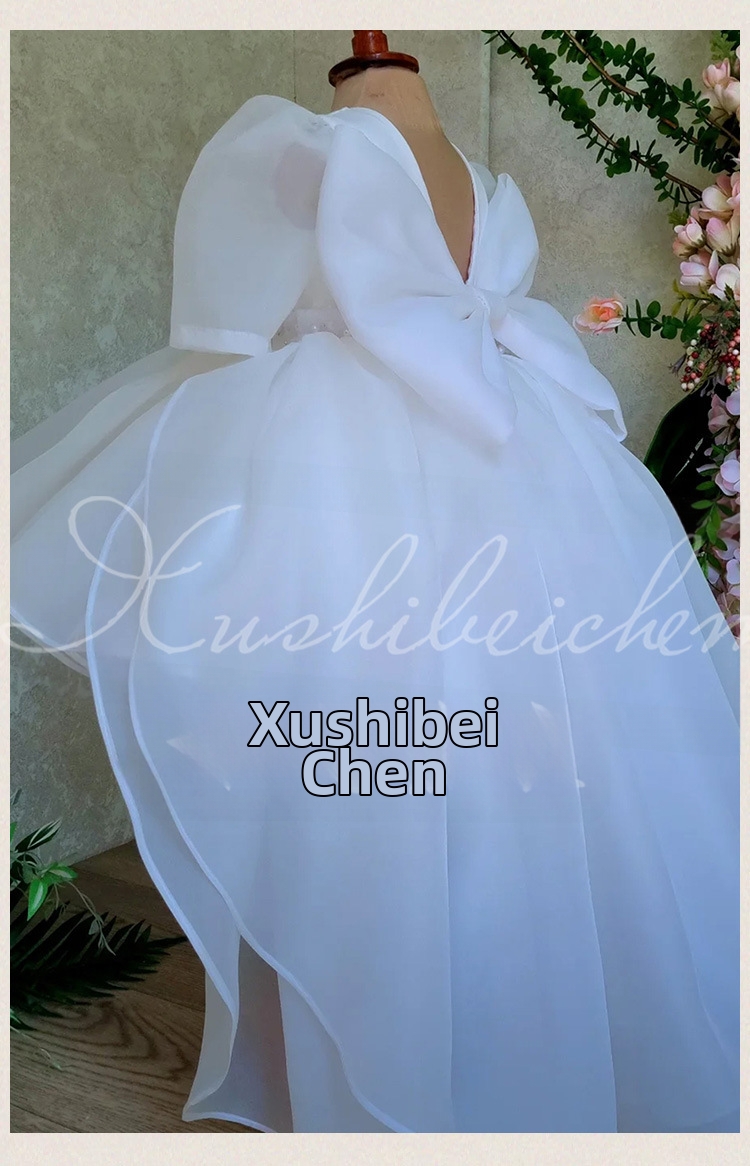 Witte prinsessenjurk voor meisjes met tule rok en strik_voghion.com