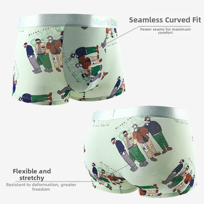 Underwear & Sleepwears Men's Ice Silk Underwear Thin Breathable Summer Style Youthful Boxer Briefs Spring Summer Plus Size Flat Head Shorts_voghion.com