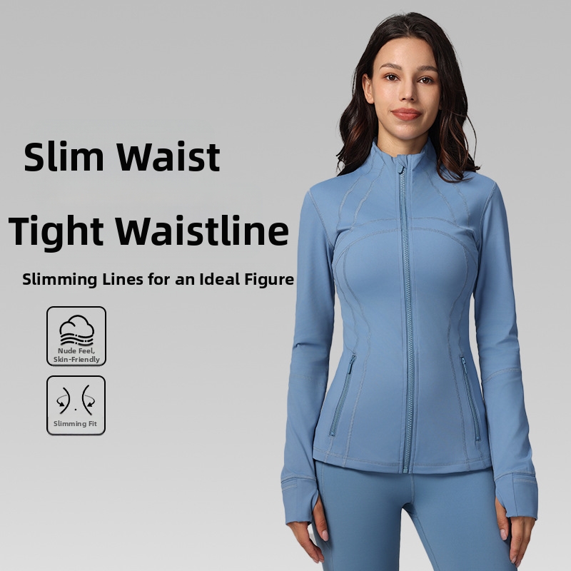 Women's Clothing Fitted Yoga Jacket For Women Long Sleeved Top Spring Autumn Running Sports Pilates Training Fitness_voghion.com