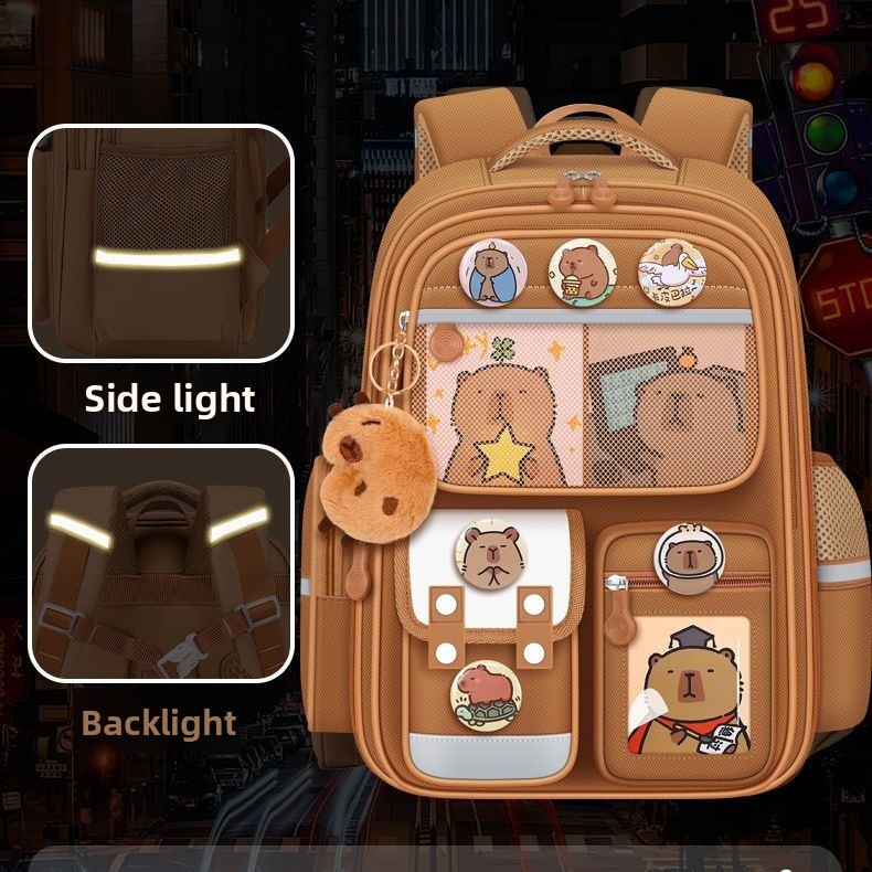 Capybara School Backpack For Primary School Children Large Capacity_voghion.com
