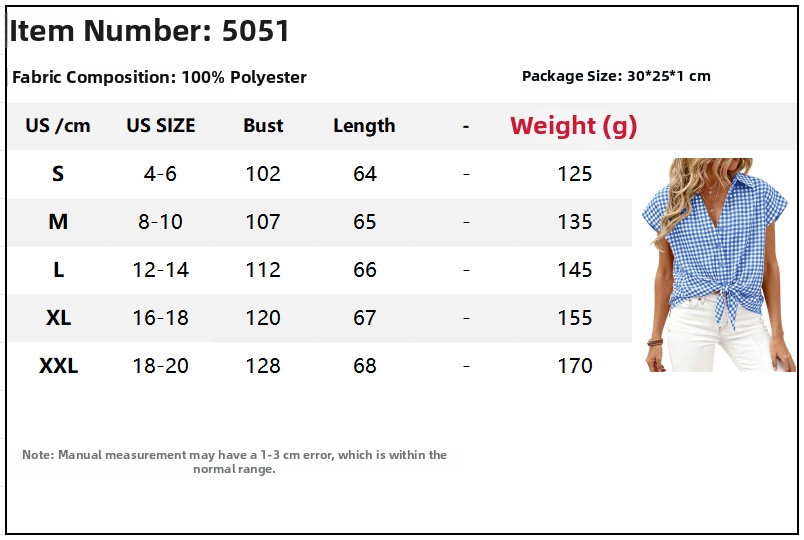 Classic Plaid Button-Down Shirt For Women, Relaxed Fit Short Sleeve Top For Casual Summer Style_ecoleips.com