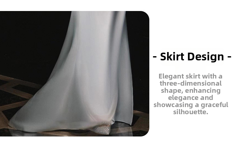 Elegant French Style Bridal Gown off the Shoulder Toast Dress Engagement Evening Banquet Women's Party Wear_ecoleips.com