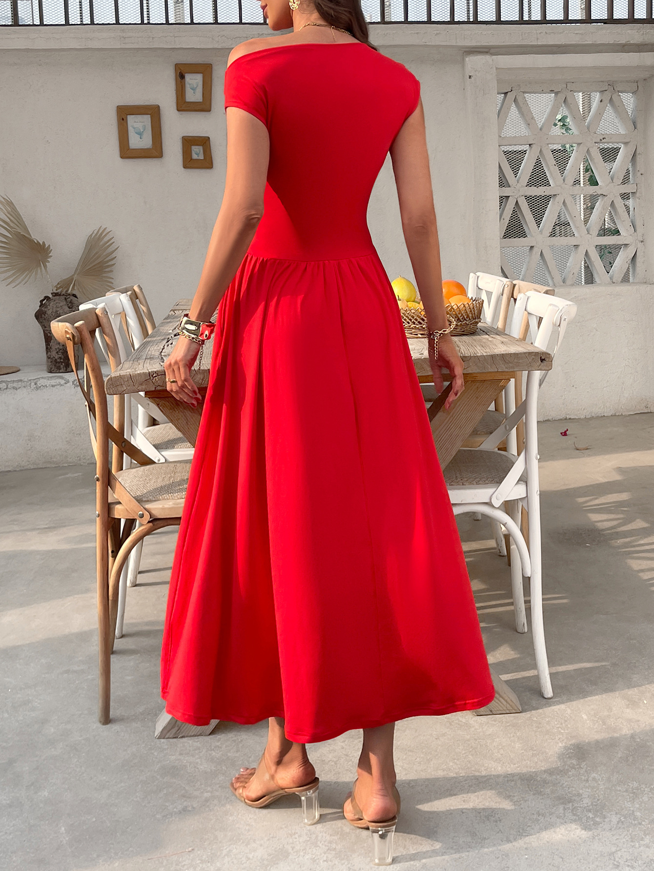 Women's Off-shoulder Long Dress With Pockets For Summer Elegance_voghion.com