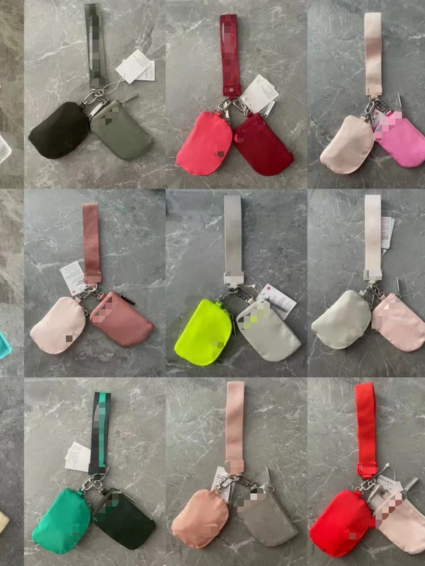 Dual Pouch Wristlet Multi-Color Collection Wrist Bag Lulu Same Style Key Bag Coin Purse Card Holder