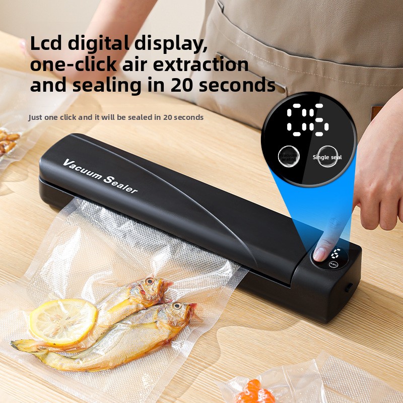 Macchina sigillante per alimenti freschi e sigillanti in plastica, macchina sigillante per sottovuoto, piccola apparecchiatura per l'imballaggio alimentare domestico, macchina sigillante per compressione automatica_voghion.com