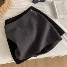 秋冬韩系加厚毛呢2025半身裙灰色高级高腰显瘦新款气质a字短裙