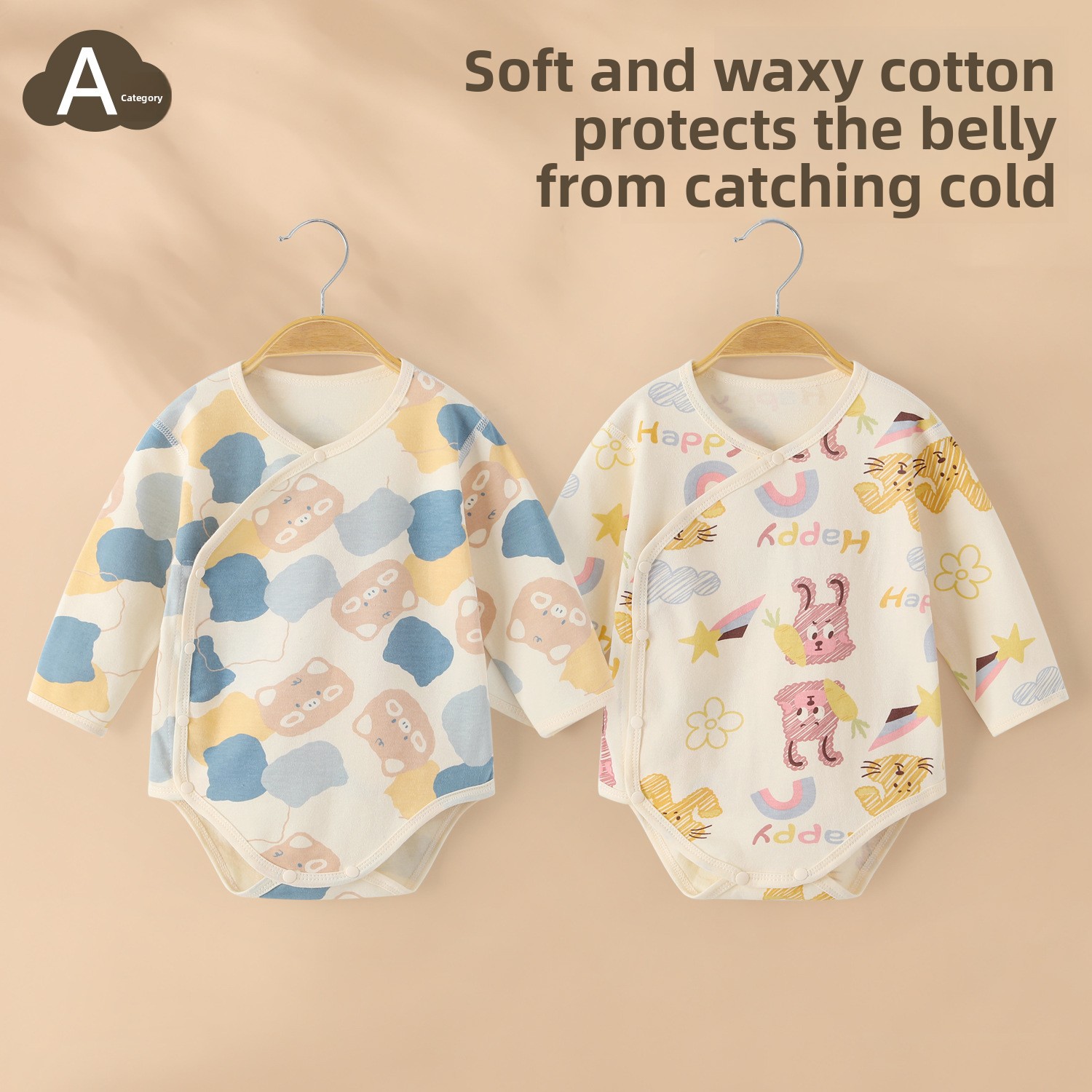 Nyfödd baby body i bomull med lång ärm för höst och vår_voghion.com