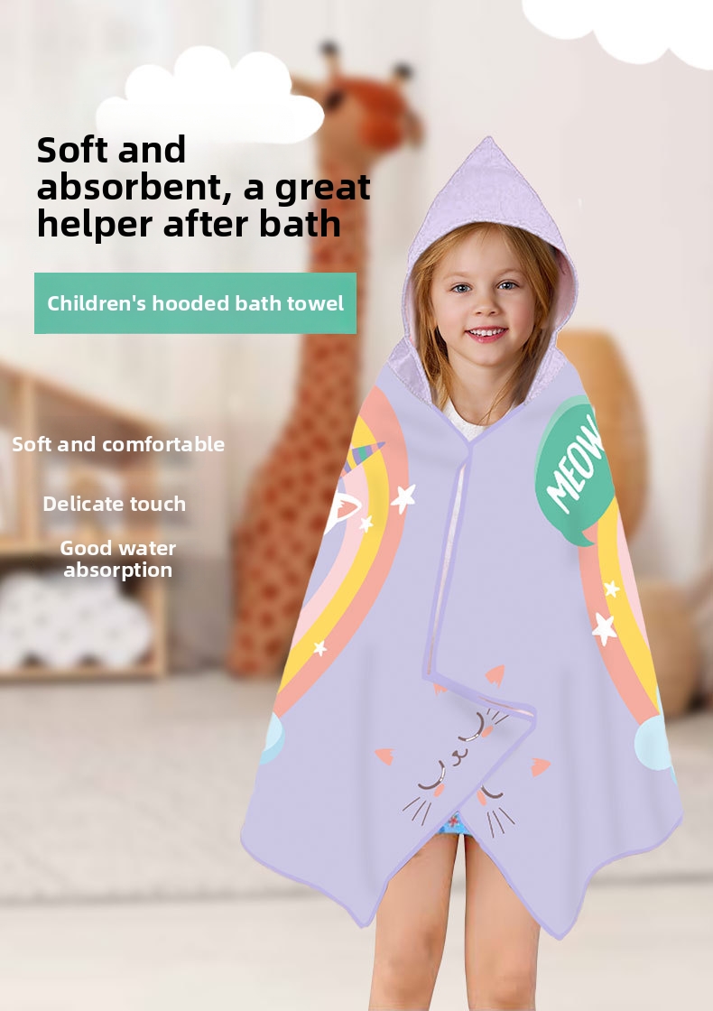 Children's Beach Towel Cape Hooded Quick Drying Absorbent_voghion.com