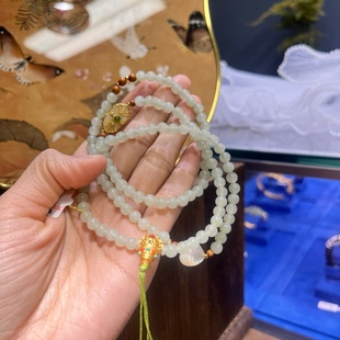 Jin Yu Tang Xinjiang Hetian Yu Qingshui sweater chain bracelet ice ice permeable dual-purpose authoritative identification straight hair