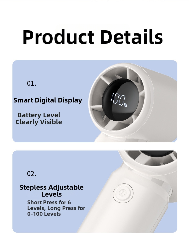 Handheld Mini Fan With Digital Display And Usb Portable Cooling_voghion.com