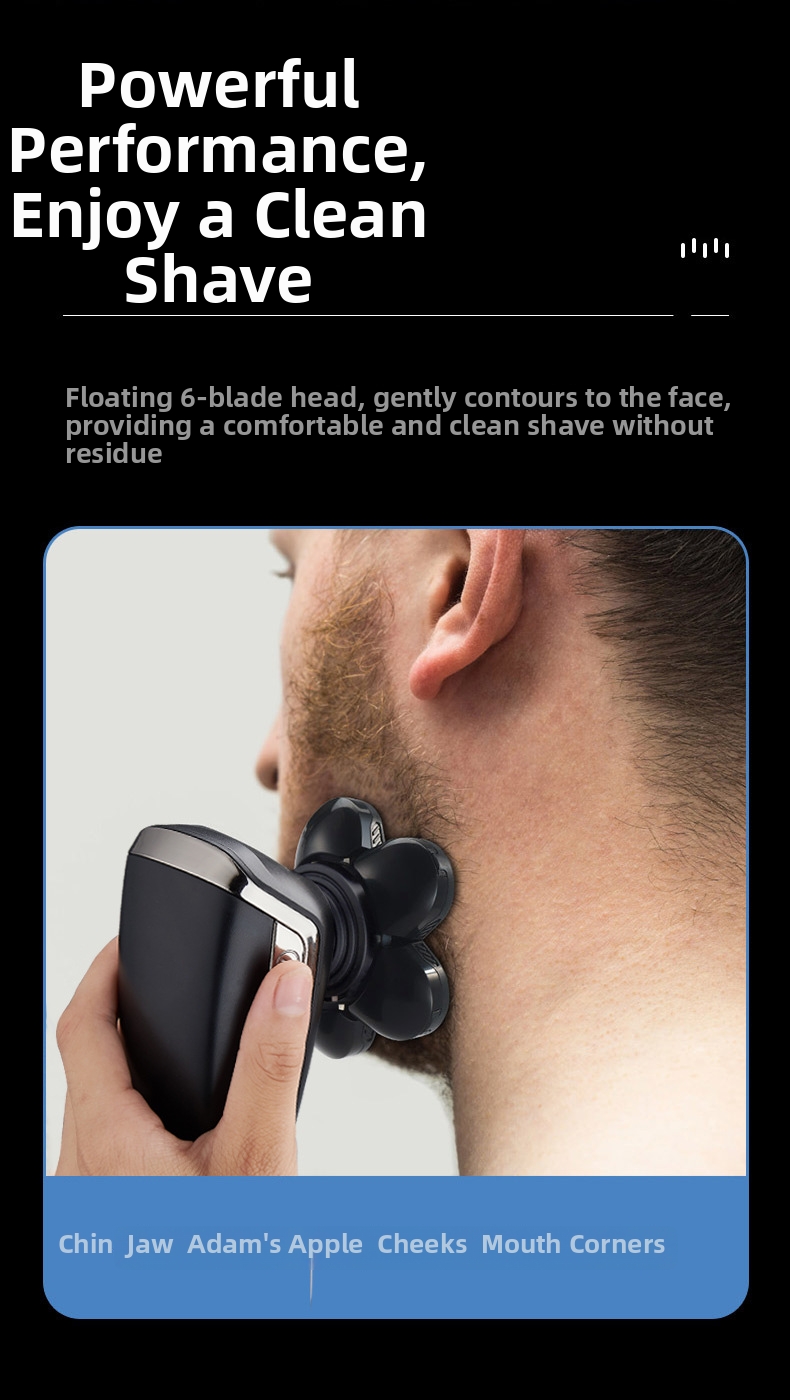 Electric Shaver Bald Head Hair Clipper Digital Display Six Blade Multi-Functional 5-in-1 Razor_voghion.com