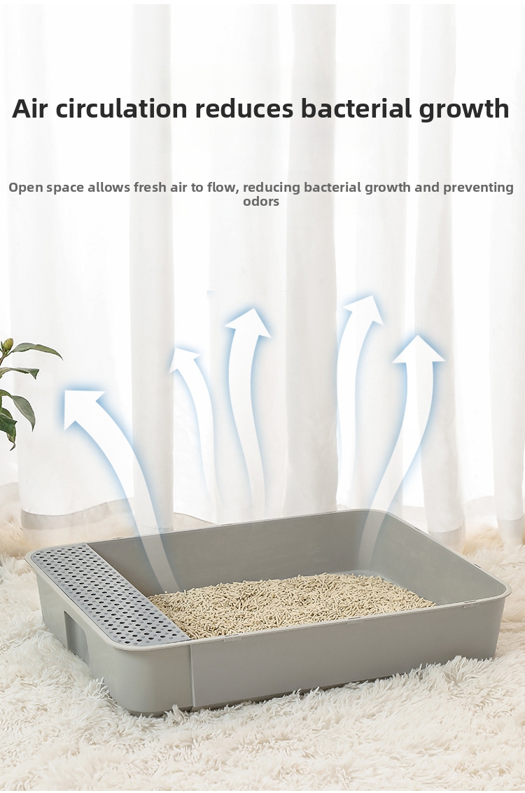 Semi Enclosed Cat Litter Box Detachable Splash Proof Tray_voghion.com