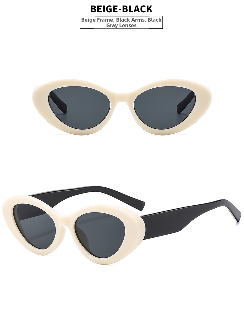 Lunettes de soleil tendance œil de chat couleur gelée pour femmes, protection UV, monture complète noire, style streetwear minimaliste_voghion.com