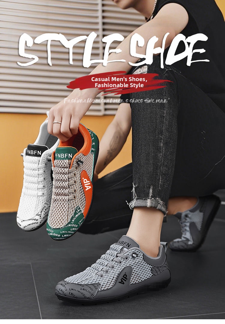 Baskets de sport homme été 2025 en maille respirante, décontractées et légères, chaussures de course blanches et noires à lacets Corkshoes_voghion.com