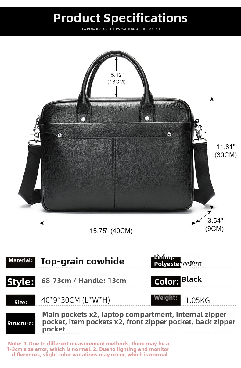 Leather Briefcase For Men Genuine Top Grain Cowhide Handbag_voghion.com