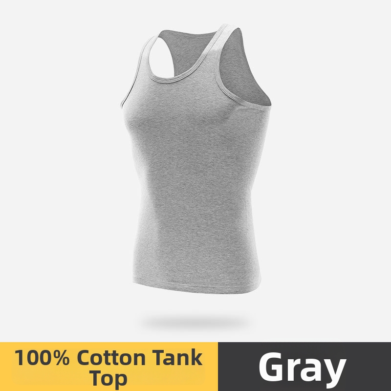 Men's Clothing Men's Sleeveless Vest Pure Cotton Sports Swing Tank Top Versatile Loose Fit White Undershirt For Middle Aged And Elderly_viptrois.com