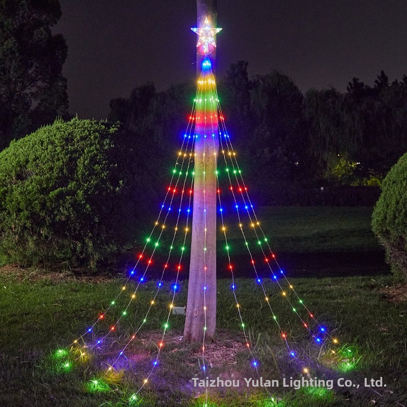 Luce notturna a LED con effetto cascata di stelle e meteore, ideale per esterni, cortili, feste di Natale e altre occasioni speciali._voghion.com