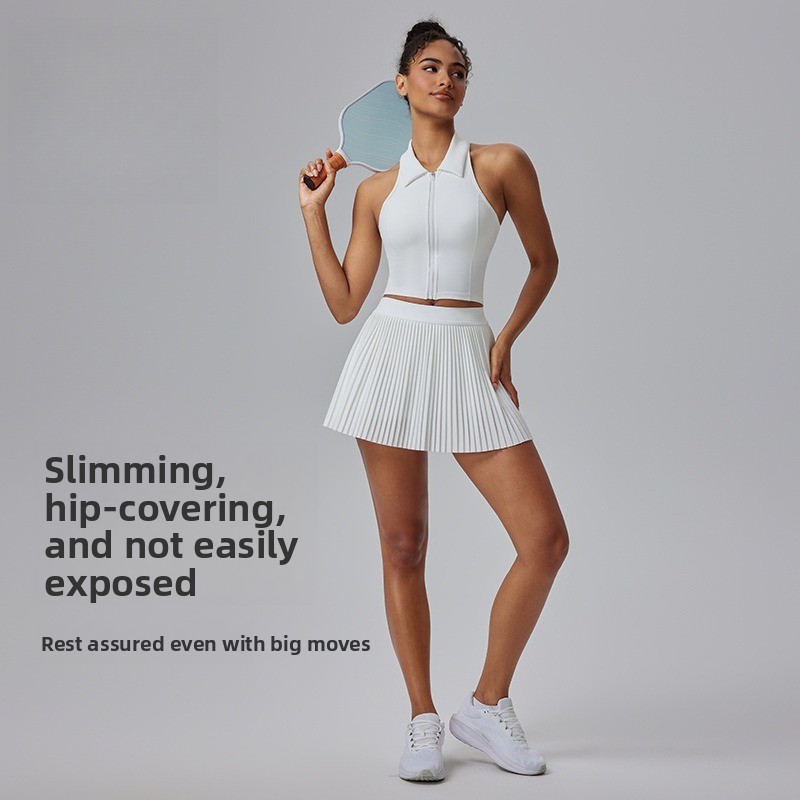 Tennis Suit Fitness Suit Women's Badminton Outdoor Sports Top Lapel Running Skirt Sports Suit_ecoleips.com